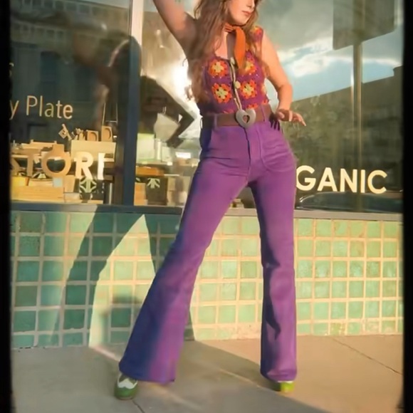 Hammies corduroy bell bottoms in plum - Picture 2 of 6